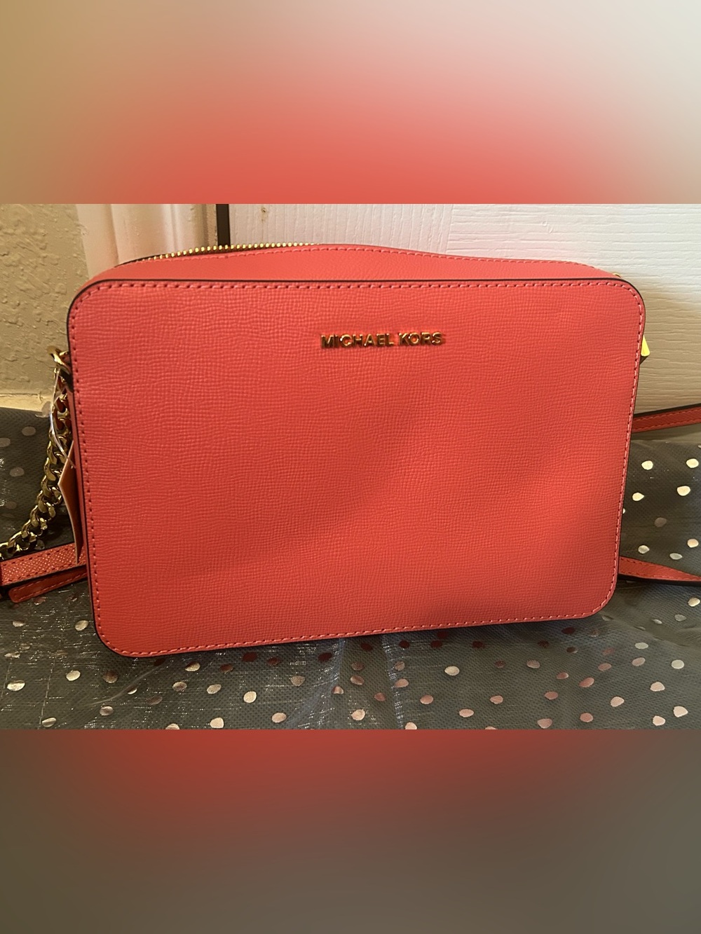 Michael Kors Coral-Pink Saffiano Crossbody Bag